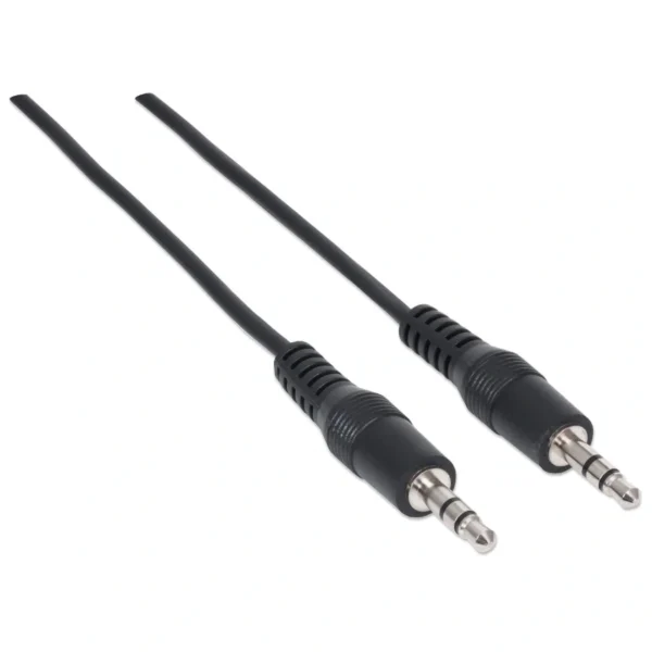 Cable De Audio Estéreo MANHATTAN / 1.8m / 3.5mm Cable De Audio Macho A Macho / Negro / 334594 - Image 1