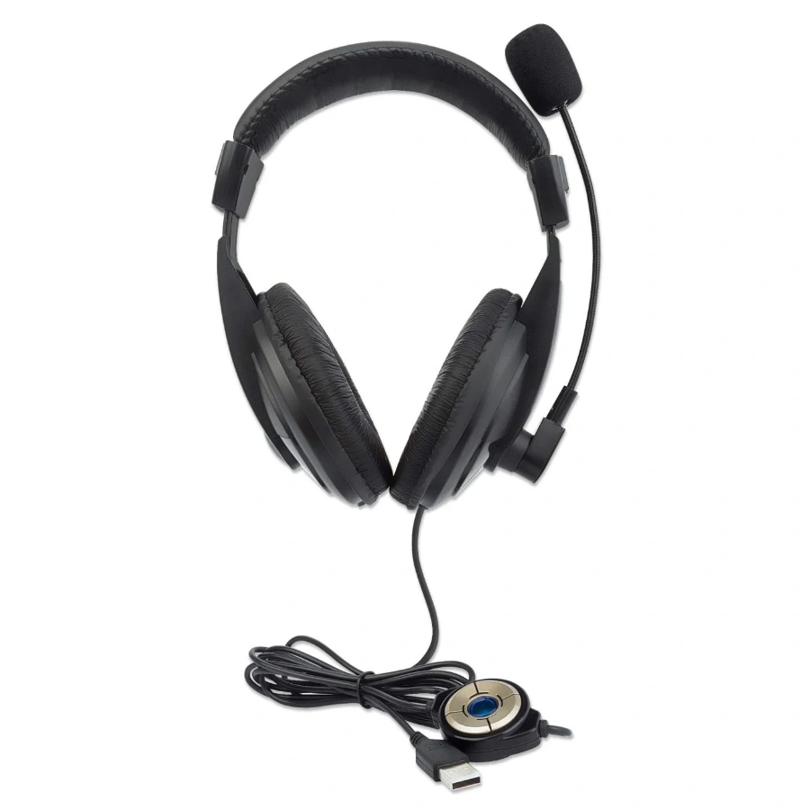 stereo-usb-headset-179843-6_83c1050c-e508-4a01-a114-63f337816148_1024x1024@2x Diadema MANHATTAN 179843 / Cable Con Conexión USB-A / Controles Integrados / Micrófono Ajustable / Negro - Imagen 1