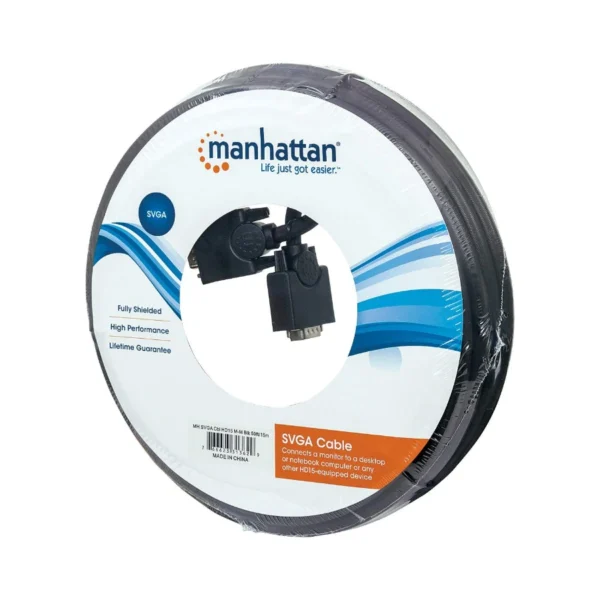 Cable De Video MANHATTAN 311731 / Cable SVGA HD15 Macho A HD15 Macho / 1.8M / Completamente Blindado Para Reducir La Interferencia EMI / Color Negro - Image 4