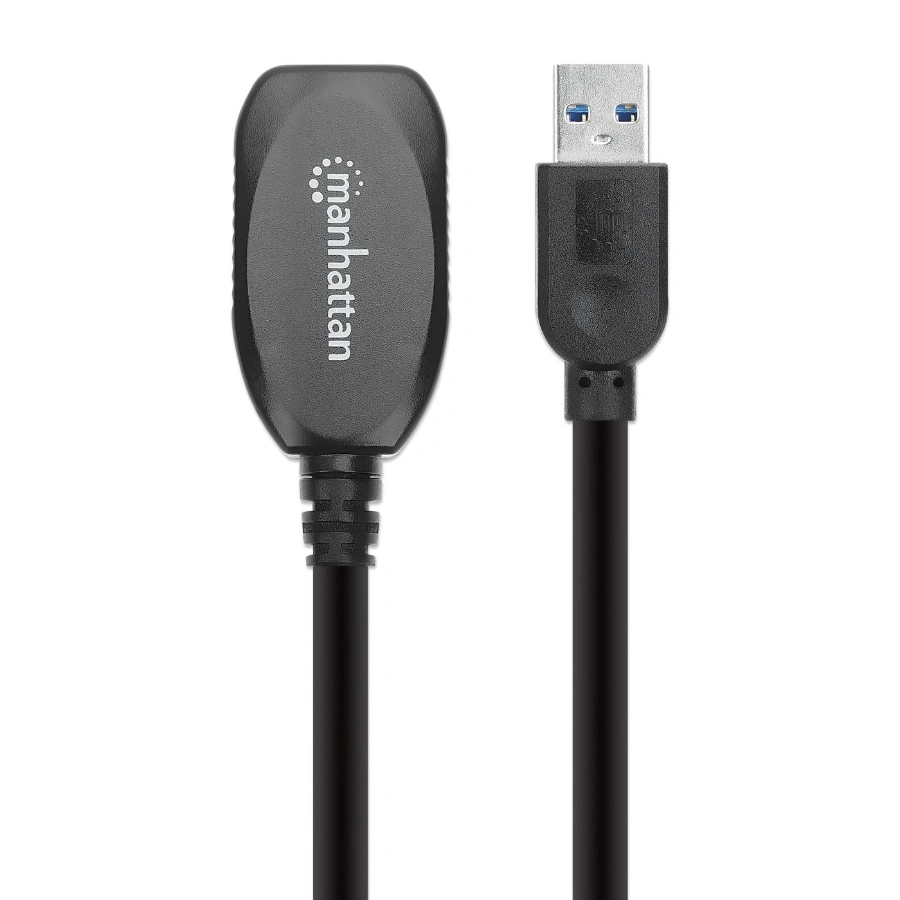 usb-30-type-a-active-extension-cable-150712-4_ Cable De Extensión Activa USB MANHATTAN 150712 / USB 3.0 / 5Gbps / Macho A Hembra / 5Mts / Negro - Imagen 1