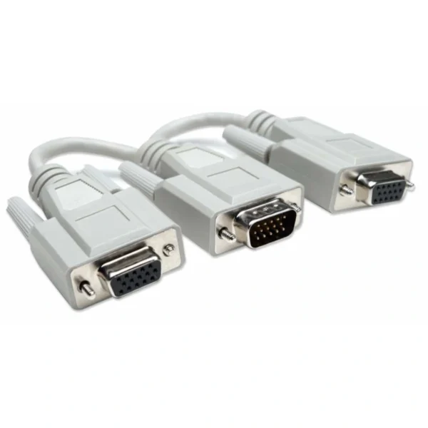 Cable De Video MANHATTAN 328302 / VGA / HD15 A 2X HD15 M-H / Color Blanco - Image 1