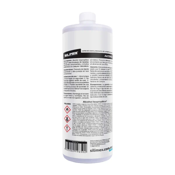 Alcohol Isopropílico SILIMEX / Para Limpieza De Equipos De Cómputo Y Electrónica / 1 Litro - Image 2
