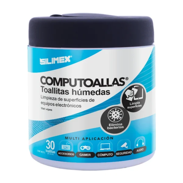 Toallas Húmedas Computoallas SILIMEX / Antibacteriales Y Antiestáticas Para Uso Exclusivamente Externo / 30 Piezas - Image 1
