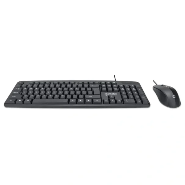 Kit De Teclado Y Mouse MANHATTAN 178464 / Membrana / Alámbrico / USB / 1000 DPI / 3 Botones / Sensor Óptico / Español / Negro - Image 1