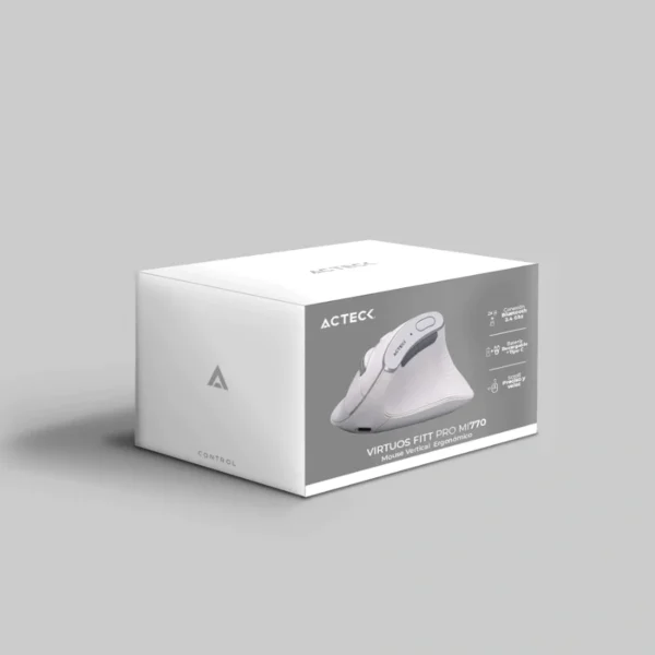 Mouse Ergonómico Profesional ACTECK VIRTUOS FITT PRO MI770 / 2400 Dpi Ajustables / 8 Botones / Inalámbrico / USB-C / Para Oficina / Multidispositivo / Sensor Sigma / Color Blanco - Image 5
