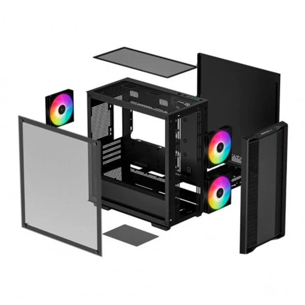 Gabinete Gamer DEEPCOOL CC360 ARGB / Micro-ATX / Cristal Templado / 3 Ventiladores ARGB Incluidos / USB 2.0, 3.0 / Color Negro - Image 6