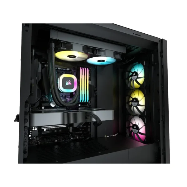 Enfriamiento Liquido AIO CORSAIR H100 RGB / 240MM / 1500 RPM / 47.73 CFM / 28 dBA / Intel-AMD / Negro - Image 4