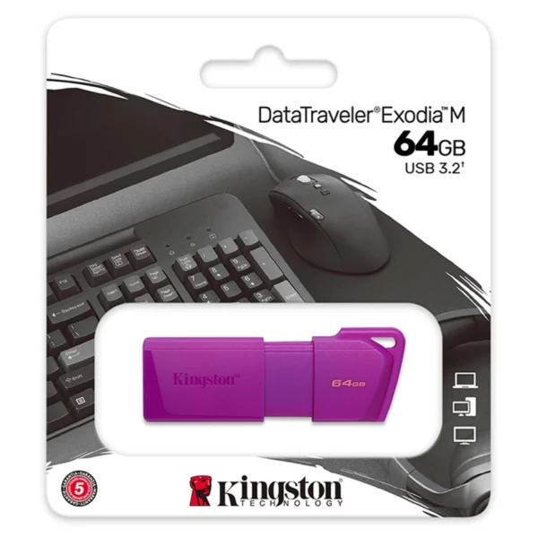 Memoria USB KINGSTON DATA TRAVELER EXODIA M / 64GB / USB 3.2 / Tapa Deslizante / Purpura - Image 4
