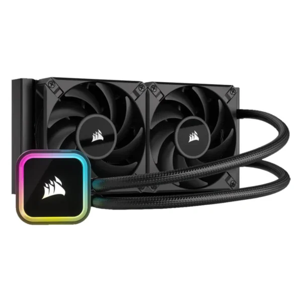 Enfriamiento Liquido AIO CORSAIR iCUE H100i RGB ELITE Liquid CPU Cooler / 240MM / 400-1850 RPM / 59.1 CFM / 28.9 dBA / Intel-AMD / Negro - Image 1