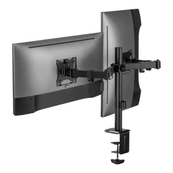 Soporte De Escritorio ACTECK ENFORCE ZONE SM490 / Para Monitor / Articulado para 2 Monitores Hasta 32" / Hasta 9kg Por Brazo / Rotación e Inclinación Ajustable - Image 1