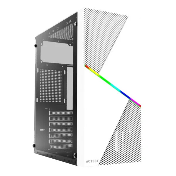 Gabinete ACTECK DRACO GM450 / Media Torre / ATX / Fuente De Poder Integrada 500W / Ventana Lateral De Cristal Templado / USB 2.0, 3.5Mm / Blanco - Image 1