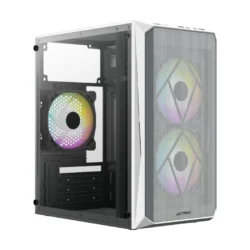 Gabinete ACTECK DOOM GI630 / Mini Torre / Micro-ATX / Fuente De Poder Incluida 500W / Ventana Lateral De Acrílico / 3 Ventiladores FRGB Incluidos / USB 2.0, USB 3.0, 3.5Mm / Blanco
