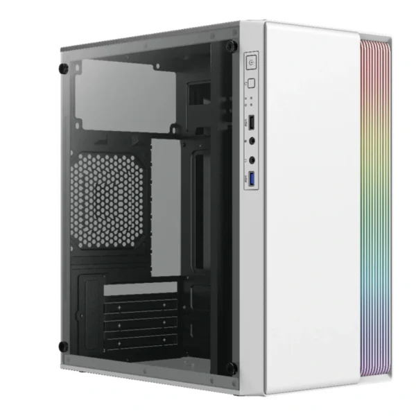 Gabinete ACTECK FUSION II GI440 / Mini Torre / Micro-ATX / Fuente De Poder Incluida 500W / Ventana Lateral De Acrílico / USB 2.0, USB 3.0, 3.5Mm / Color Blanco - Image 1