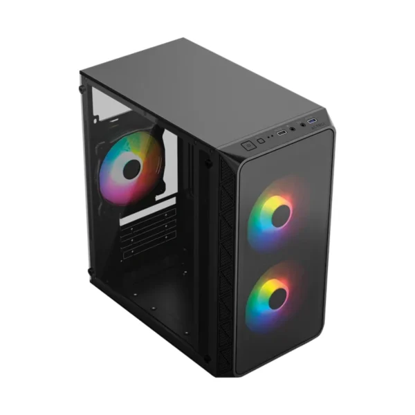 Gabinete ACTECK DOOM PRO CRYSTAL GI730C / Mini Torre / Micro ATX / Fuente Incluida 600W / Ventana De Cristal Templado / 3 Ventiladores FRGB Incluidos / USB 2.0, USB 3.0, 3.5MM / Color Negro - Image 2