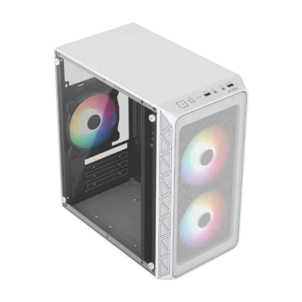 Gabinete ACTECK DOOM PRO MESH GI730M / Mini Torre / Micro ATX / Fuente Incluida 600W / Ventana De Cristal Templado / 3 Ventiladores FRGB Incluidos / USB 2.0, USB 3.0, 3.5MM / Blanco - Image 2