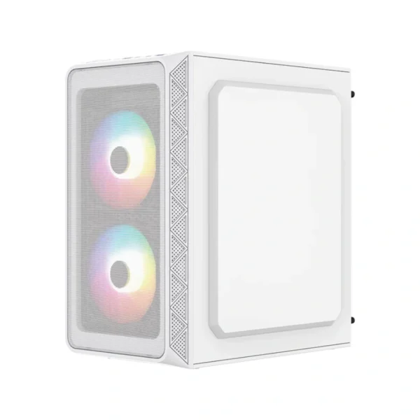 Gabinete ACTECK DOOM PRO MESH GI730M / Mini Torre / Micro ATX / Fuente Incluida 600W / Ventana De Cristal Templado / 3 Ventiladores FRGB Incluidos / USB 2.0, USB 3.0, 3.5MM / Blanco - Image 3