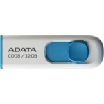 Memoria USB ADATA C008 / 32GB / USB 2.0 / Deslizable Sin Tapa / Blanco Con Azul