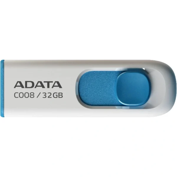 Memoria USB ADATA C008 / 32GB / USB 2.0 / Deslizable Sin Tapa / Blanco Con Azul - Image 1