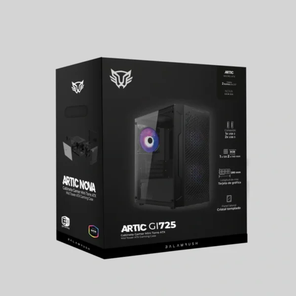 Gabinete BALAM RUSH ARTIC GI725 / Micro ATX, Mini ITX / Cristal Templado / 3 Ventiladores Incluidos RGB / USB 2.0, 3.0 / Color Negro - Image 7