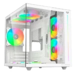Gabinete BALAM RUSH TANK PRO EVO GM955 / Micro ATX, Mini ITX / Cristal Templado / 3 Ventiladores Incluidos ARGB / USB 2.0, 3.0, Tipo C, 3.5mm / Blanco