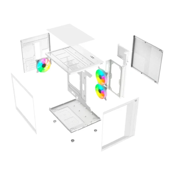Gabinete BALAM RUSH TANK PRO EVO GM955 / Micro ATX, Mini ITX / Cristal Templado / 3 Ventiladores Incluidos ARGB / USB 2.0, 3.0, Tipo C, 3.5mm / Blanco - Image 3