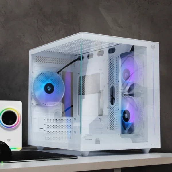 Gabinete BALAM RUSH TANK PRO EVO GM955 / Micro ATX, Mini ITX / Cristal Templado / 3 Ventiladores Incluidos ARGB / USB 2.0, 3.0, Tipo C, 3.5mm / Blanco - Image 4