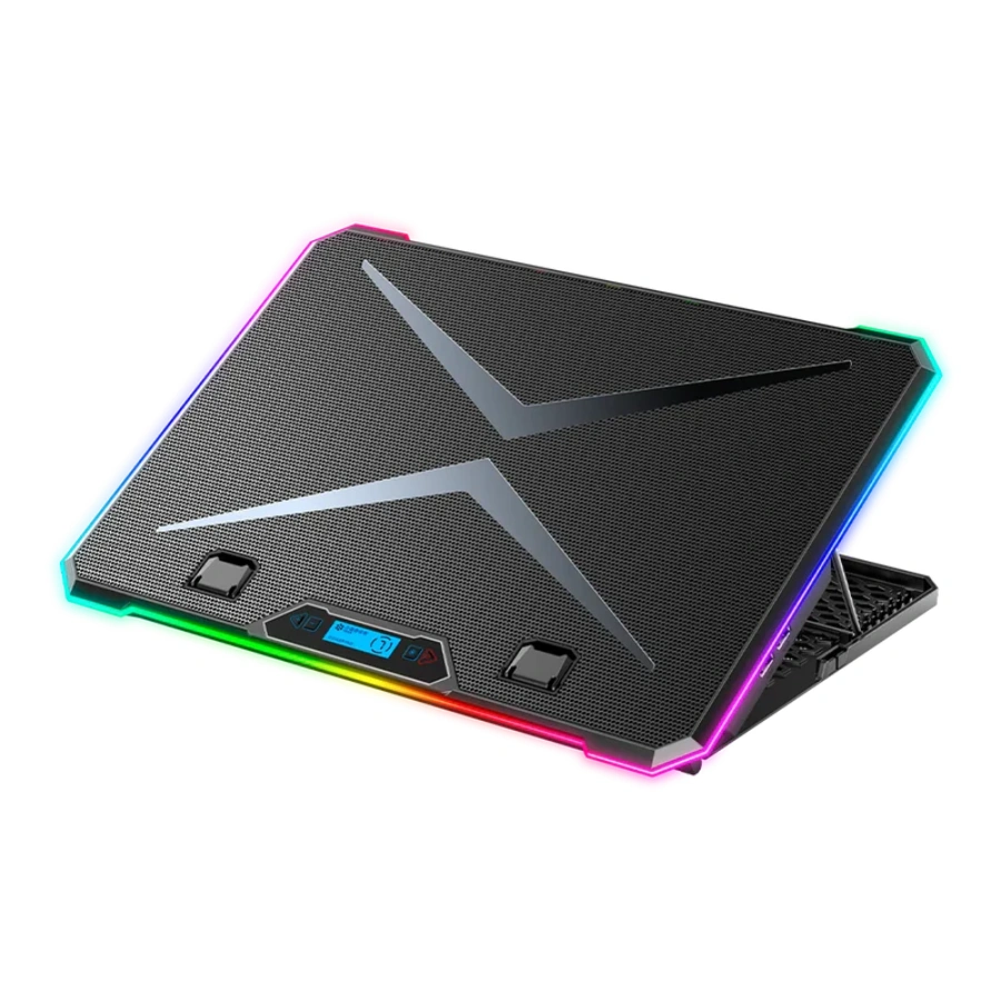 BR-937429_3 Base Enfriadora BALAM RUSH EOLOX FREEZ EF707 RGB / 17" / 6 Ventiladores / 6 Niveles de Velocidad / Soporte Para Celular / USB-A / Malla de Acero / Color Negro - Image 1