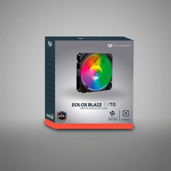 Ventilador BALAM RUSH EOLOX BLAZE EX70 / 120MM / RGB / 1200 RPM / 30.71 CFM / 22.1 dBA / 4Pin 12V, 3Pin 5V / Negro - Image 4