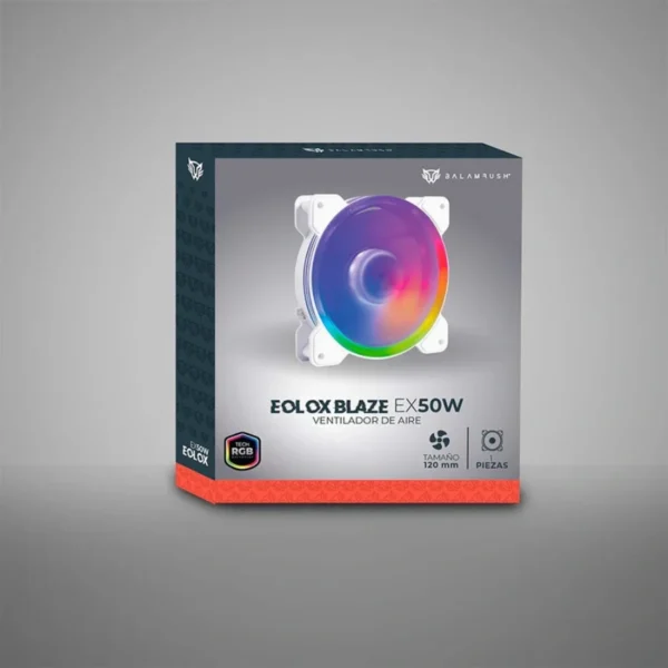 Ventilador BALAM RUSH EOLOX BLAZE EX50 / 120MM / RGB / 1500 RPM / 28.76 CFM / 23.3 dBA / 4Pin 12V, 3Pin 5V / Blanco - Image 4