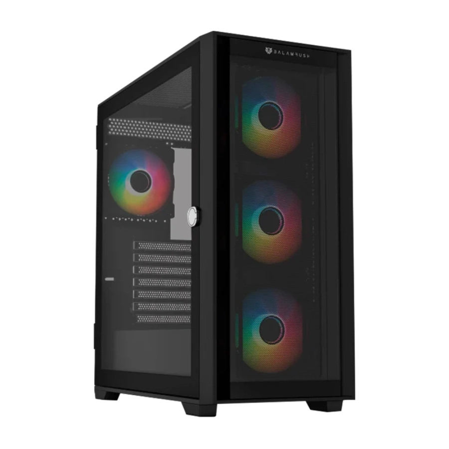 BR-938792_1 Gabinete Gamer BALAM RUSH CARBONO TWIN MATE 7000 / Media Torre / ATX, Micro-ATX, Mini ITX / Cristal Templado / 4 Ventiladores ARGB Incluidos / USB 3.1, USB 3.0, USB 2.0, Tipo C, 30.5mm / Negro - Image 1