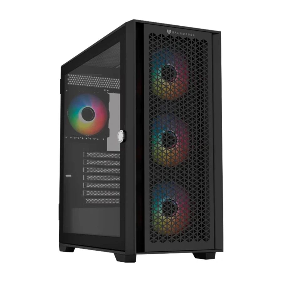 BR-938792_2 Gabinete Gamer BALAM RUSH CARBONO TWIN MATE 7000 / Media Torre / ATX, Micro-ATX, Mini ITX / Cristal Templado / 4 Ventiladores ARGB Incluidos / USB 3.1, USB 3.0, USB 2.0, Tipo C, 30.5mm / Negro - Image 2
