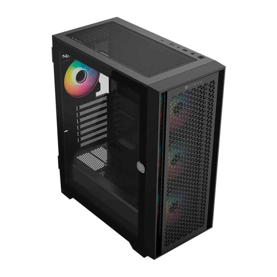 BR-938792_4 Gabinete Gamer BALAM RUSH CARBONO TWIN MATE 7000 / Media Torre / ATX, Micro-ATX, Mini ITX / Cristal Templado / 4 Ventiladores ARGB Incluidos / USB 3.1, USB 3.0, USB 2.0, Tipo C, 30.5mm / Negro - Image 4