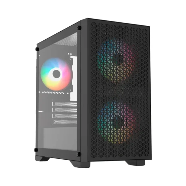 Gabinete Gamer BALAM RUSH CARBONO AIRCOOL 4000A / Mini Torre / Micro-ATX, Mini ITX / Cristal Templado / 3 Ventiladores ARGB Incluidos / USB 3.0, USB 2.0, Tipo C, 3.5mm / Negro - Image 1