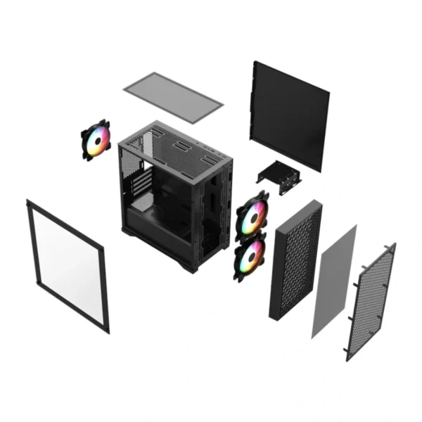 Gabinete Gamer BALAM RUSH CARBONO AIRCOOL 4000A / Mini Torre / Micro-ATX, Mini ITX / Cristal Templado / 3 Ventiladores ARGB Incluidos / USB 3.0, USB 2.0, Tipo C, 3.5mm / Negro - Image 5