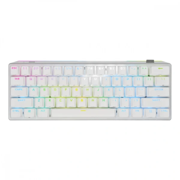 Teclado CORSAIR K70 PRO MINI WIRELESS RGB 60% / Mecánico / Alámbrico-Inalámbrico / USB 3.1, Bluetooth 4.2, SlipStream / Cable 1.8 M Trenzado / Switch Cherry MX Red / Ingles / Color Blanco - Image 1