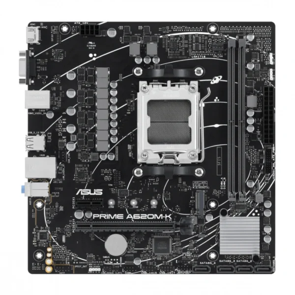 Tarjeta Madre ASUS PRIME A620M-K-CSM / Socket AM5 / 96GB X2 DDR5 7200Mhz / Hdmi, VGA / USB 3.2, 2.0 / X1 M.2 PCIe 4.0 / Micro-ATX - Image 2