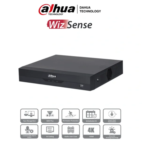 DVR DAHUA DH-XVR5104HS-4KL-I3 / 4 Canales / 4K / H.265+ / 4 IP O Hasta 8 IP / WizSense / 1 Canal De Reconocimiento Facial / SDM Plus / 1 SATA De Hasta 10TB / Negro - Image 1