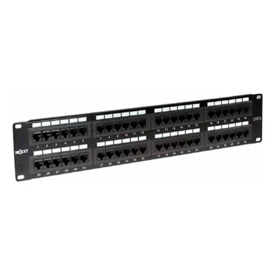 D_NQ_NP_957104-MLU75692090623_042024-O Panel de Parcheo NITROTEL NTPPC648U / 2U / Montaje en Bastidor / 48 Puertos RJ45 / CAT6 / Negro - Imagen 1