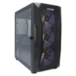 Gabinete EVOTEC SEOUL / Mini Torre / Micro ATX / Ventana Lateral De Cristal Templado / 3 Ventiladores Incluidos / USB 3.0, USB 2.0, 3.5Mm / Negro