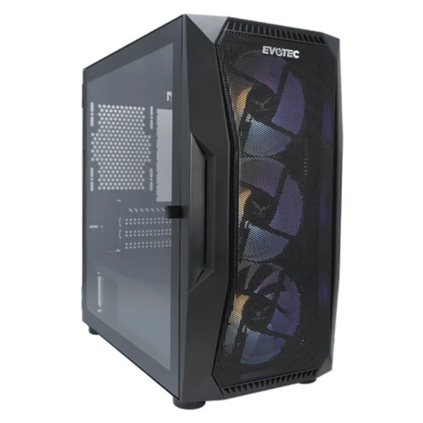 Gabinete EVOTEC SEOUL / Mini Torre / Micro ATX / Ventana Lateral De Cristal Templado / 3 Ventiladores Incluidos / USB 3.0, USB 2.0, 3.5Mm / Negro - Image 1