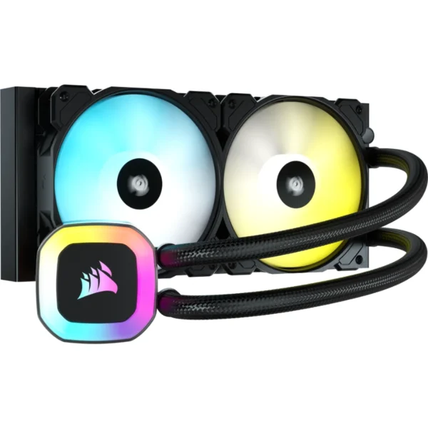 Enfriamiento Liquido AIO CORSAIR H100 RGB / 240MM / 1500 RPM / 47.73 CFM / 28 dBA / Intel-AMD / Negro - Image 1