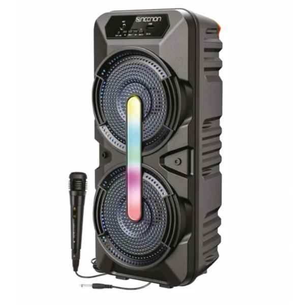 Bocina NECNON Bafle NB-06B / Alámbrico e Inalámbrico / Bluetooth, TF, FM, 3.5Mm, USB / Barra De Luz Led / Incluye Micrófono / Woofer Doble 6.5" / Negro - Image 1
