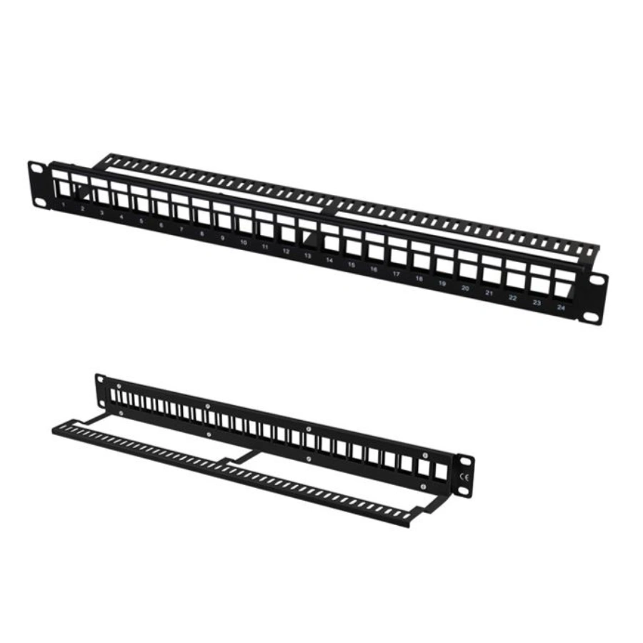 NTBP24UP-1 Panel de Parcheo NITROTEL / 1U / Montaje en Bastidor / 24 Puertos RJ45 / CAT6, CAT5E / Negro - Imagen 1