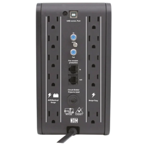 No Break Interactivo CDP R-SMART1010 / 1000VA / 500W / 10 Contactos* / Hasta 40Min De Respaldo Según Carga* / Pantalla LCD / Blanco Con Negro - Image 2