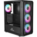 Gabinete YEYIAN LANCER / Media Torre / ATX / Ventana Lateral De Cristal Templado / 4 Ventiladores ARGB Incluidos / USB 3.0, USB 2.0, 3.5Mm / Negro