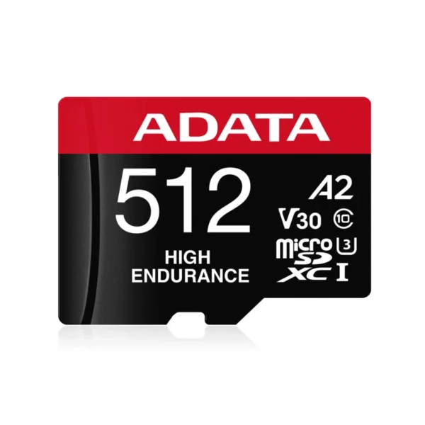 Memoria Micro SD ADATA HIGH ENDURANCE / 512GB / UHS-I, Clase 10 / Con Adaptador / Lectura 100 MB/S / Negro Rojo - Image 3