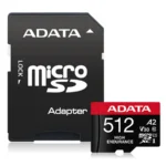 Memoria Micro SD ADATA HIGH ENDURANCE / 512GB / UHS-I, Clase 10 / Con Adaptador / Lectura 100 MB/S / Negro Rojo - Image 2