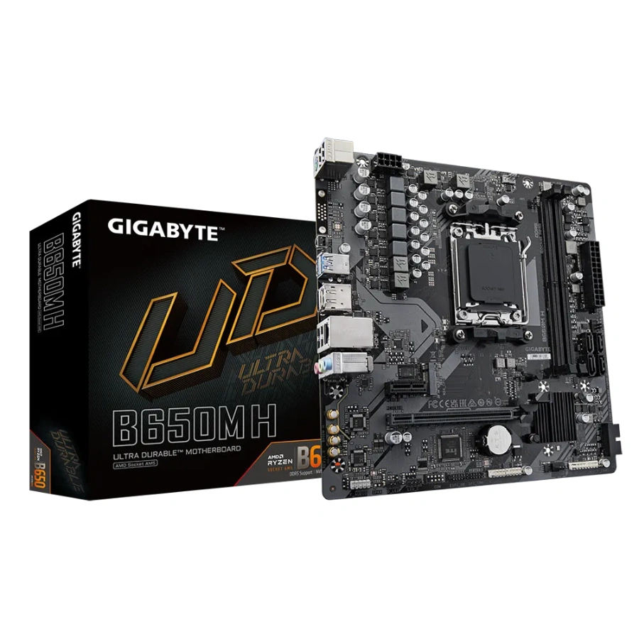 1000 Tarjeta Madre GIGABYTE B650M H / Socket AM5 / 128GB X2 DDR5 6400MHz / HDMI, DP / USB 3.2 Gen 1, USB 2.0 / M.2 PCIe 4.0 / Micro-ATX - Image 1