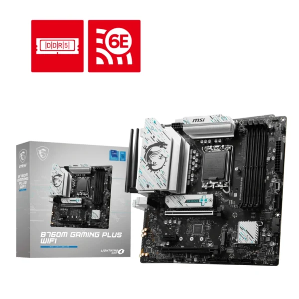 Tarjeta Madre MSI B760M GAMING PLUS WIFI / MICRO-ATX / Socket LGA1700 14ª / 256GB X4 DDR5 6800MHz / HDMI, DP / USB 3.2 Tipo A / Bluetooth / M.2 PCle 4.0 - Image 1