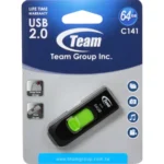 Memoria USB TEAMGROUP C141 / 64GB / Interfaz USB 2.0 / Deslizante / Negro Con Verde